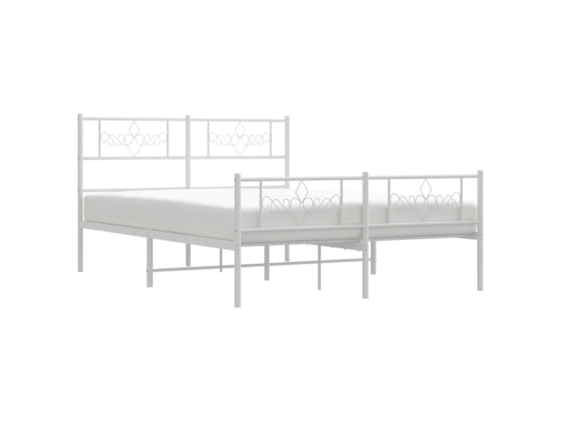  Lit double- lit adulte -  cadre de lit métal sans matelas et pied de lit blanc 150x200 cm  - Conforama D