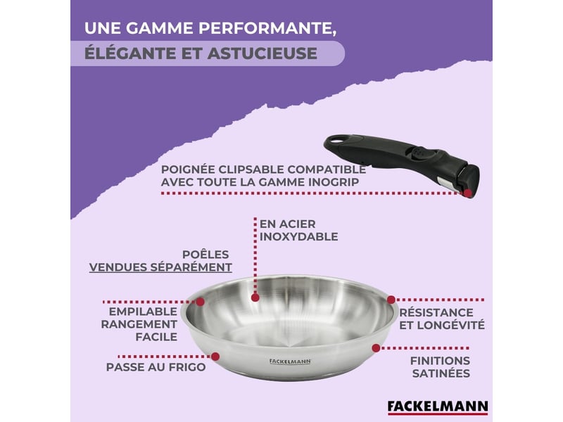  Manche amovible pour poêles fackelmann inogrip 66073 - Conforama E