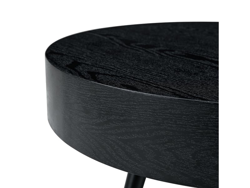  Table basse diamètre 70 cm forme ronde design minimaliste table de salon aspect bois noir  - Conforama D