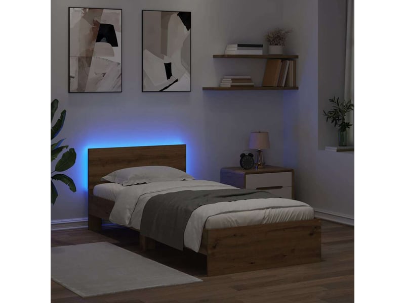  Lit simple- lit adulte -  cadre de lit chêne artisanal 100 x 200 cm bois d'ingénierie  - Conforama C