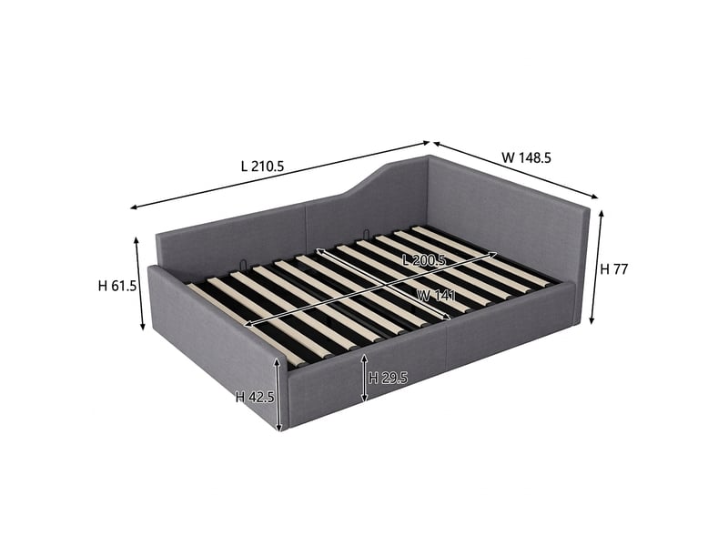  Lit de jour 140x200 lit banquette avec rangement sommier inclus gris  - Conforama E