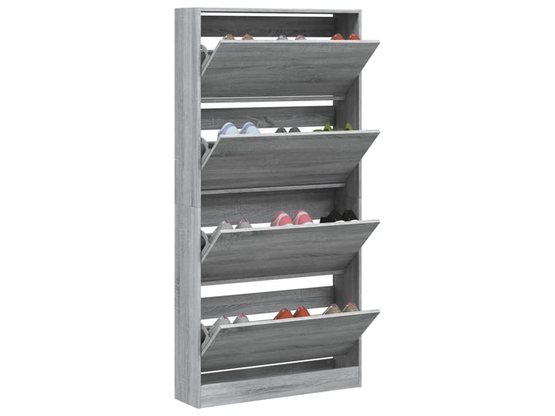  Meuble à chaussure | armoire à chaussures 4 tiroirs rabattables sonoma gris  - Conforama D