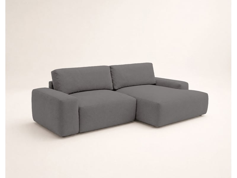 Tama - canapé d'angle droit 4 places convertible avec coffre en tissu - best mobilier - gris TAMA - Conforama E