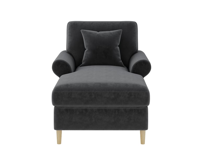  Canapé convertible 1 place en velours gris avec coussin inclus et dossier inclinable pour salon  - Conforama A