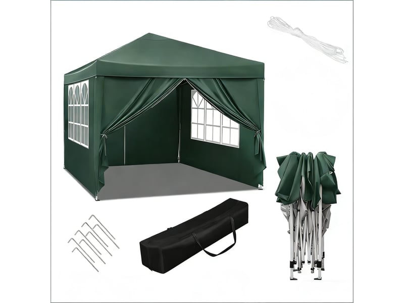  Gazebo de jardin beige 3x3 m, pavillon pliable pour mariage, terrasse et événements  - Conforama A