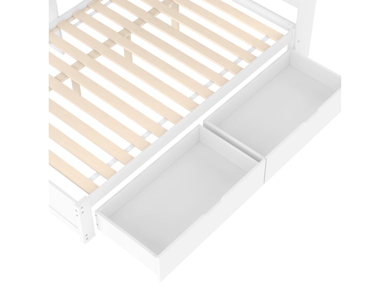  Lit banquette 140x200 lit de jour blanc avec 2 tiroirs et ports usb  - Conforama E