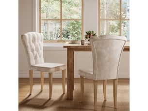 Lot de 2 chaises salle à manger,chaises de cuisine, dossier clouté,pieds en bois,rembourrée,50x47x99 cm,velours,beige
