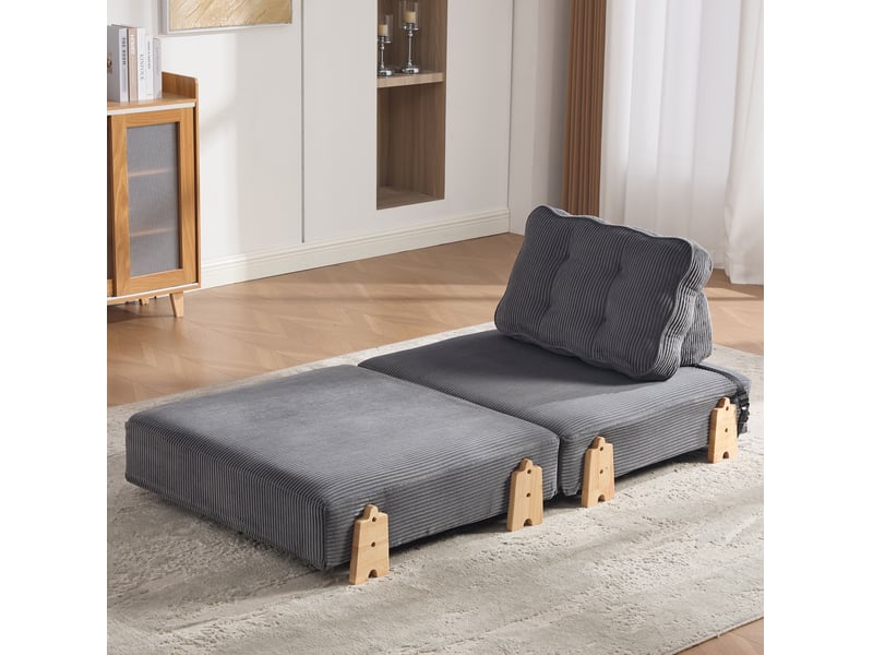  Fauteuil convertible 90x86x84 cm pliable bois gris foncé sans matelas  - Conforama C