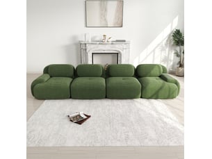 Canapé d'angle modulaire modenvie 4 places 388 x 103 x 70 cm velours côtelé vert sans cadre
