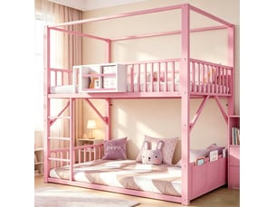 Lit superposé 2x90x200 cm <strong>MODENVIE</strong>  <strong></strong> coloris rose
