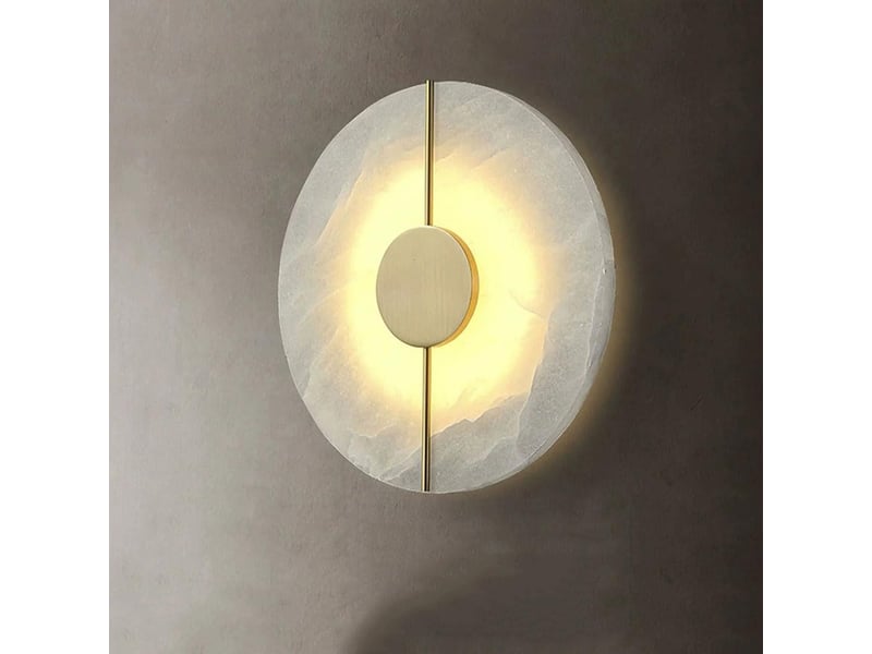  Applique murale ronde led design dorée, effet marbre – fixation murale, pour salon, chambre et couloir  - Conforama C