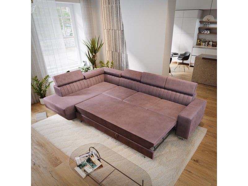  Canapé d'angle hestion, velours bruyère  - Conforama D