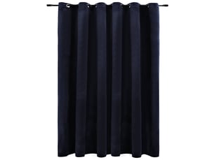 Rideau occultant, rideau black-out avec anneaux en métal velours noir 290x245 cm cf43953