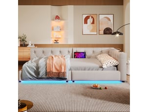 Lit simple 90x200 cm <strong>OKWISH</strong>  <strong></strong> coloris beige