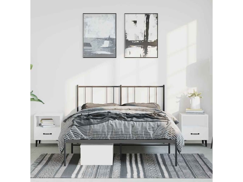  Lit double- lit adulte -  cadre de lit métal sans matelas avec tête de lit noir 135x190cm  - Conforama B