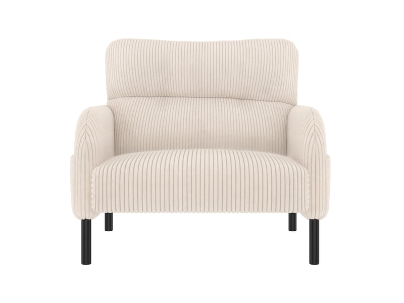 Fauteuil assise profonde 67x75x79 cm confort ergonomique poche latérale structure métal revêtement velours côtelé beige - Conforama A