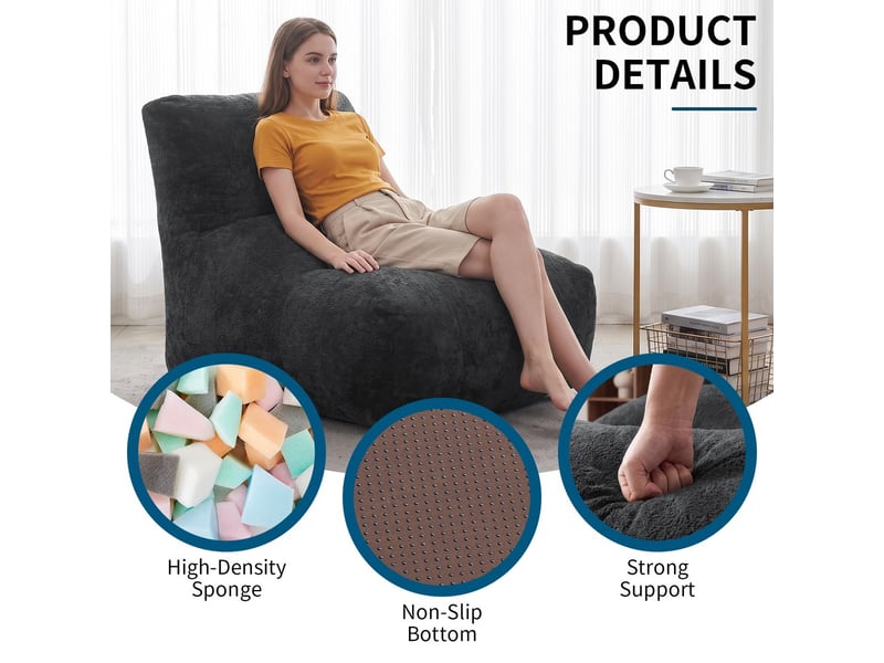  Pouf repose-pieds, coloris gris anthracite, dimensions : 94 x 131 x 80 cm  - Conforama D