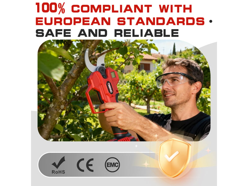  Mini‑scie sans fil 600 w 6 pouces + sécateur électrique 40 mm, 2 batteries 4,0 ah incluses  - Conforama E