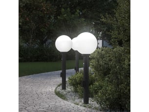 Lot de 3 borne lumineuse avec capteur et prise 80 cm noir ip44