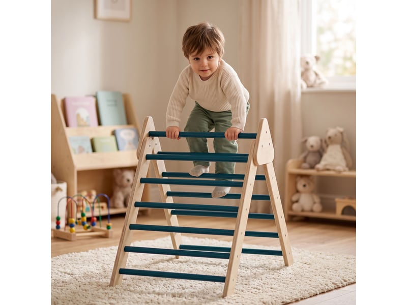  Bambam - arche d'escalade montessori triangulaire 200x80x45 cm avec coussin en bois massif pour enfants de 1 à 3 ans  - Conforama E