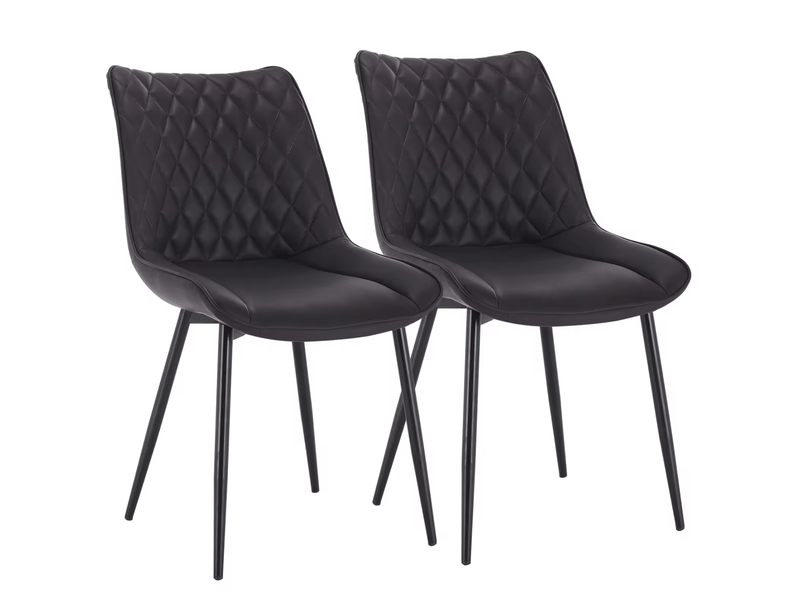  Chaise de salle à manger rembourrée avec dossier ergonomique et pieds métalliques en similicuir anthracite  - Conforama A
