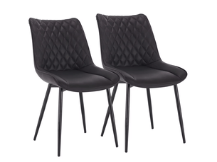 Chaise de salle à manger rembourrée avec dossier ergonomique et pieds métalliques en similicuir anthracite