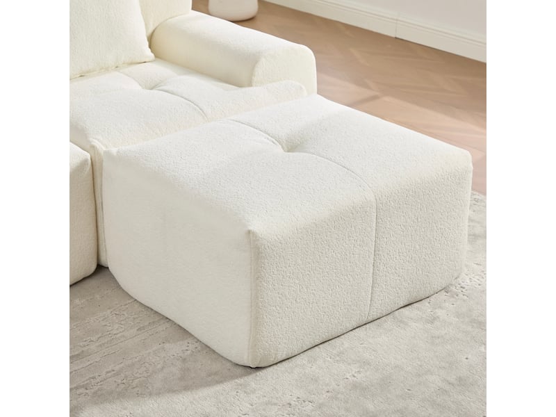 Canapé d'angle, canapé modulable, beige, 268 × 102 × 78 cm, style cloud, sans cadre, sans montage, 3 places, avec pouf - Conforama E