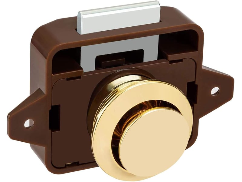  Loquet de porte d'armoire à bouton-poussoir pour caravane, camping-car, placard doré 2pcs  - Conforama C