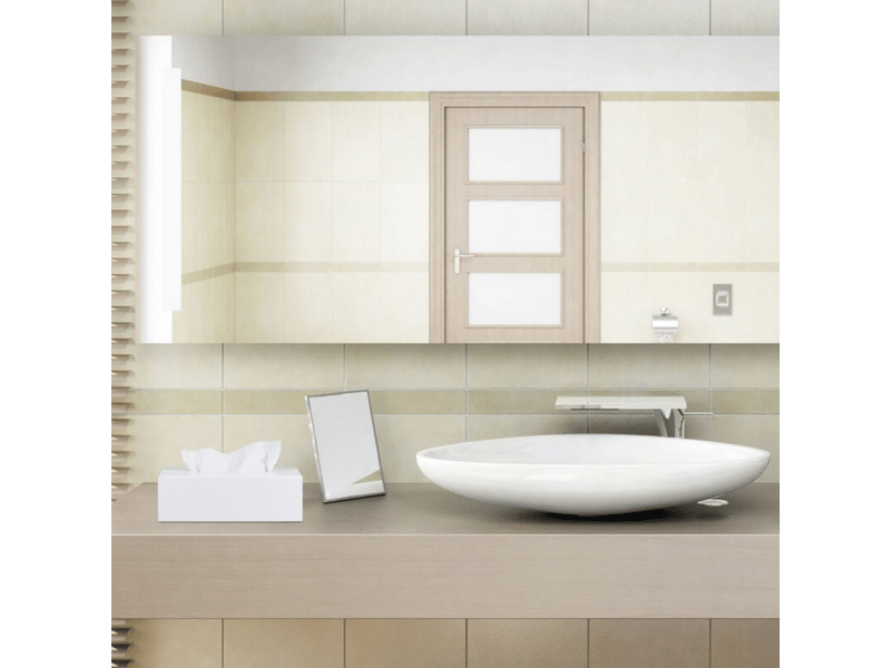  Boîte à mouchoirs cosmétiques en lot de deux, adaptée aux salles de bains, cuisines, etc., en acrylique blanc.  - Conforama B