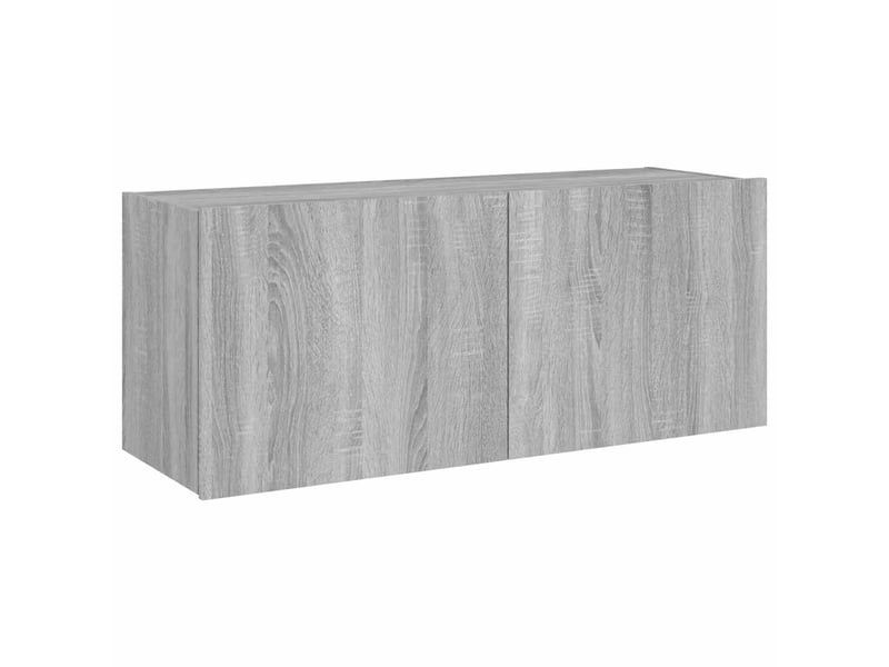  Meuble tv - banc tv - meuble de rangement mural avec lumières led sonoma gris 100x35x41 cm  - Conforama C