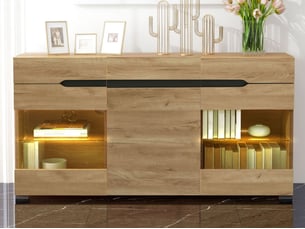 Buffet 3 porte(s)  3 tiroir(s) <strong>BGSRYAO</strong> <strong></strong> - 35 cm coloris marron 