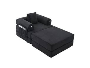 Fauteuil convertible Velours côtelé noir