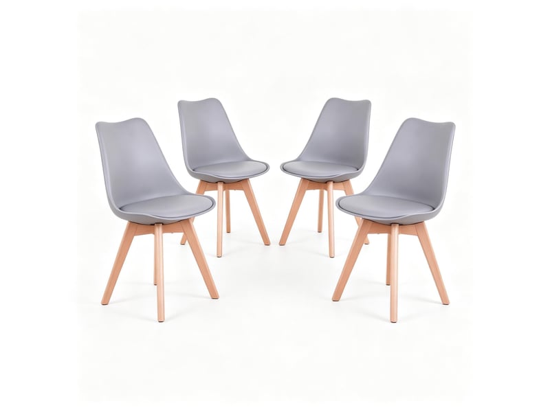  Chaise de salle à manger - chaise élégante à la forme ergonomique, chaise de bureau, chaise fonctionnelle, gris, bois  - Conforama R