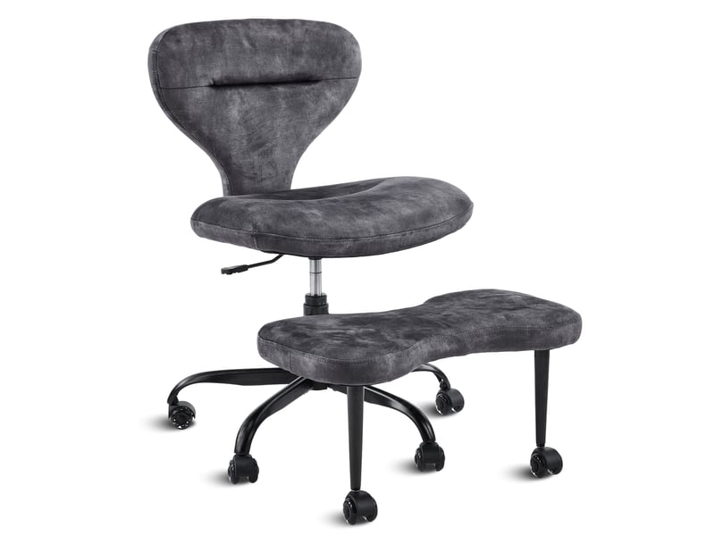  Chaise méditation et yoga réglable en tissu gris avec roulettes silencieuses  - Conforama A