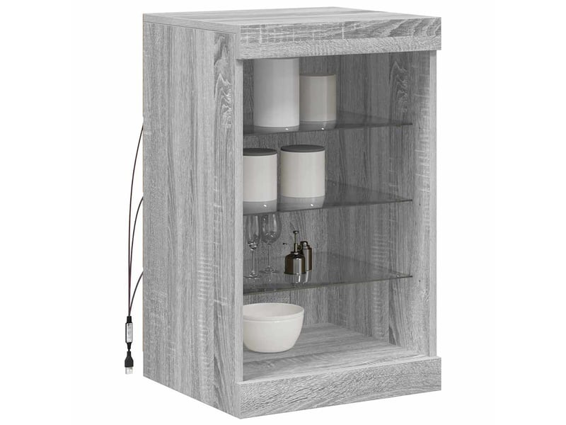  Buffet - bahut - meuble de rangement avec lumières led sonoma gris 41x37x67 cm  - Conforama E