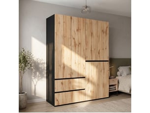 Armoire 6 porte(s) battante 5 tiroir(s) <strong>BGSRYAO</strong> <strong></strong> coloris bois clair largeur 180 cm