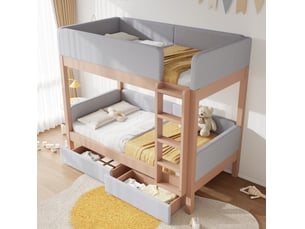 Lit superposé 90x200 cm <strong>OKWISH</strong> <strong></strong> coloris gris