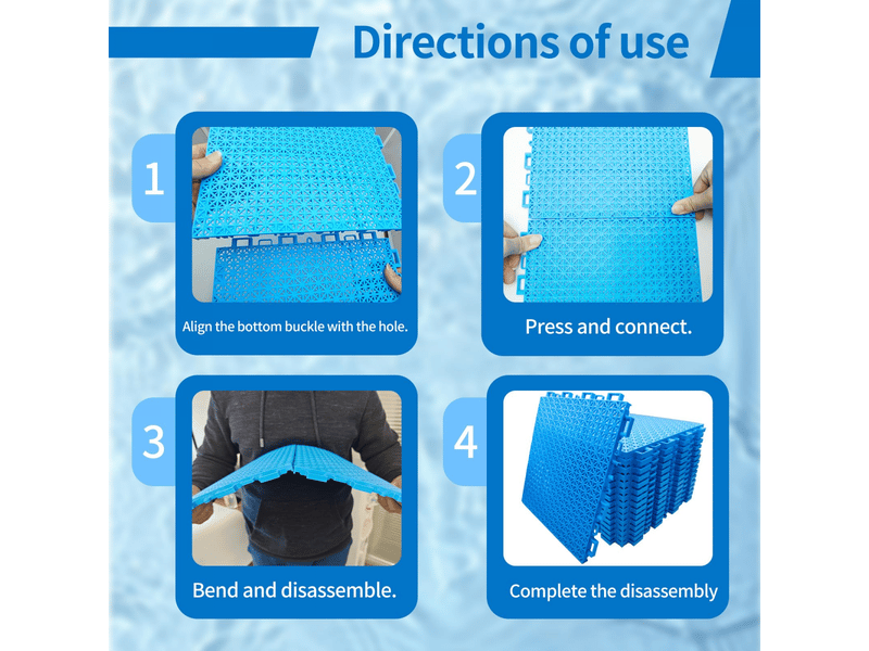 12 dalles de drainage pour piscine, emboîtables, sol en plastique modulaire adapté aux salles de bain et aux terrasses - Conforama E