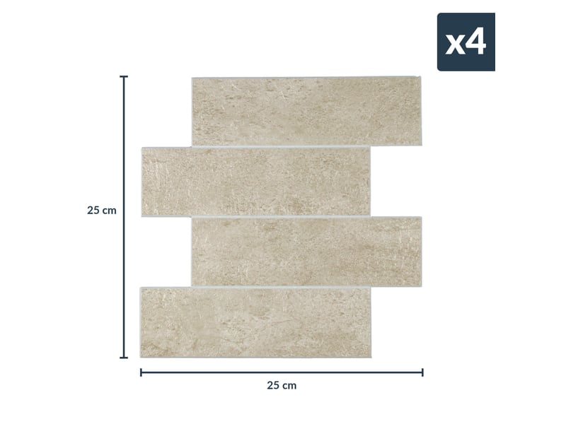  Crédence adhésive murale 3d  - effet pierre 4 pièces 25x25 cm  - Conforama C