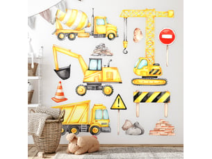 Sticker mural - véhicules et machines de travail100x135 cm