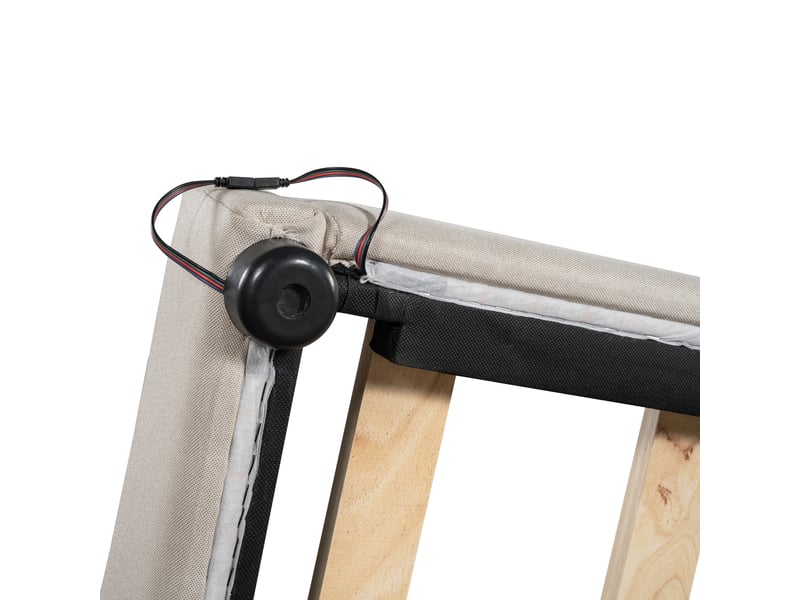  Canapé lit 140x200 en lin beige avec sommier - éclairage led et ports usbtype-c  - Conforama E