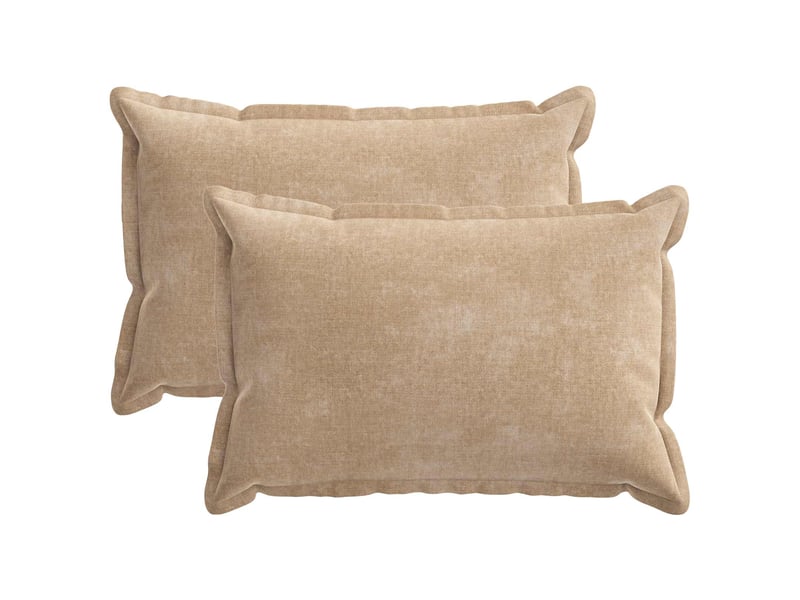  Lot de 2 housses de coussin houten taupe 30 x 50 cm tissu chenille cf49359  - Conforama A