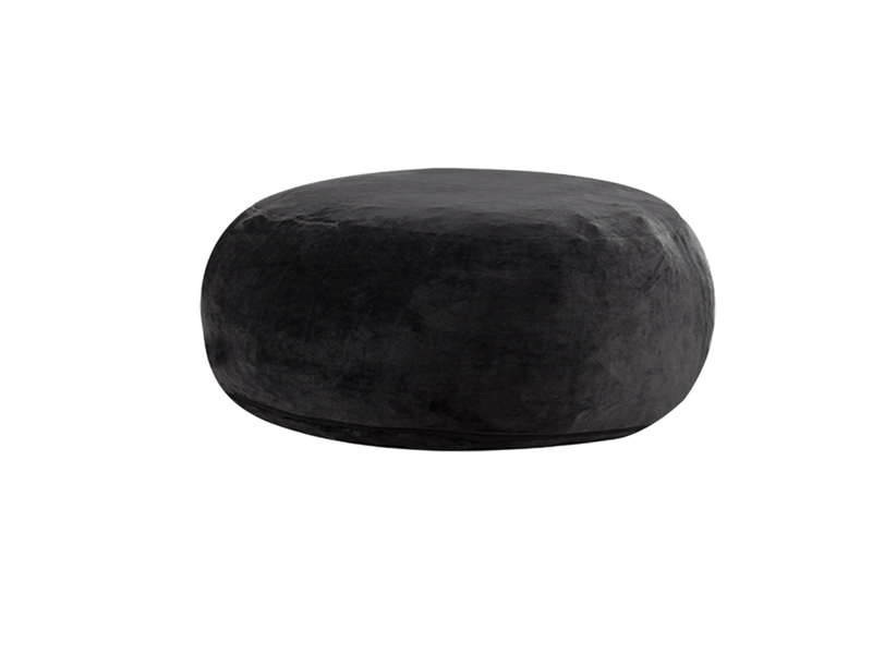  Pouf géant rond 150x150x60 cm en velboa noir à mousse mémoire de forme  - Conforama A