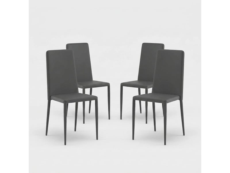  Lot de 4 chaises de salle à manger empilables en similicuir arianna - gris clair  - Conforama A