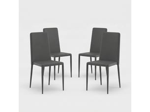 Lot de 4 chaises de salle à manger empilables en similicuir arianna - gris clair