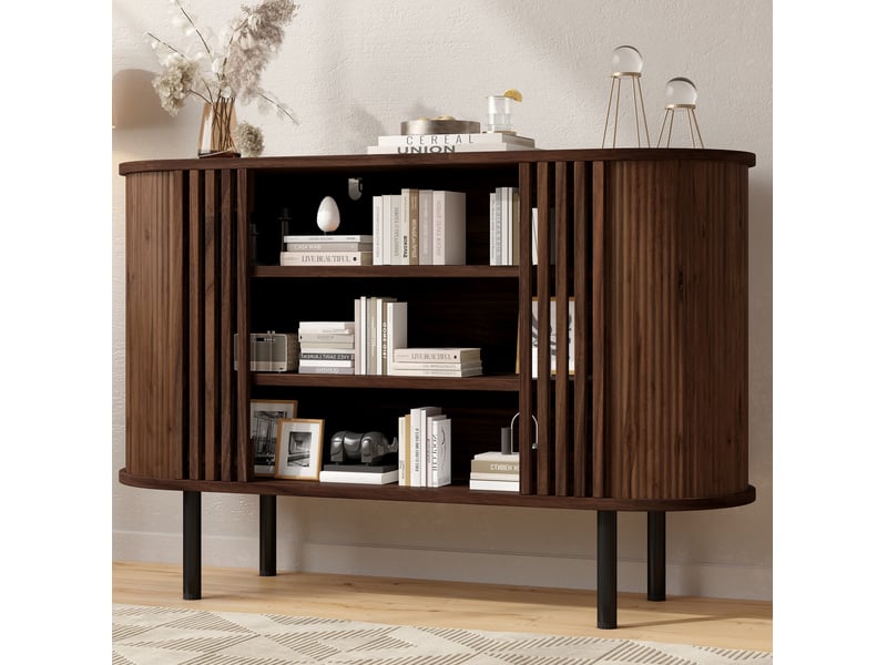  Buffet ouvert 3 compartiments 120 cm coloris noyer evryae  - Conforama C