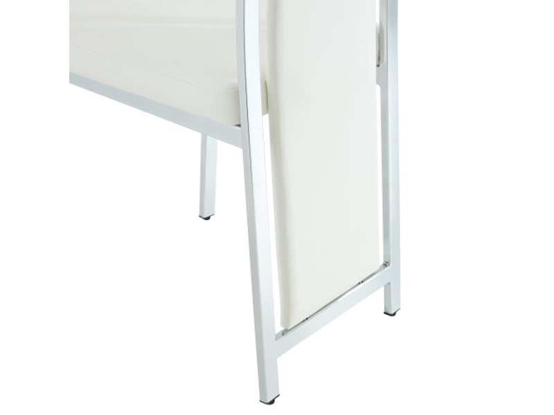  Lot de 4 chaises de salle à manger minimalistes européennes, assise pu blanche et cadre argenté, hauteur 109 cm  - Conforama D