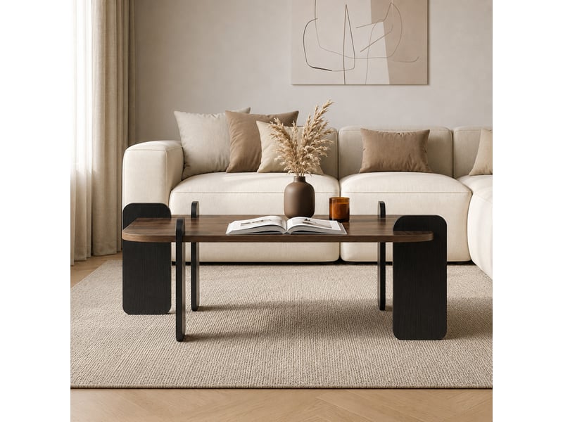  Table basse carrée effet noyer 90x90 cm tasi  - Conforama D