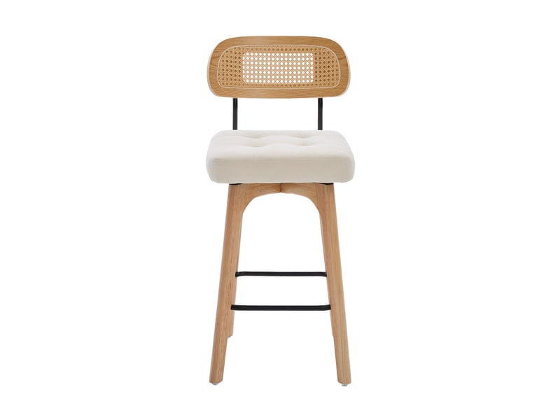  Lot de 2 tabourets de bar,44x51x96 cm,pivotants à 360°,chenille,beige  - Conforama A