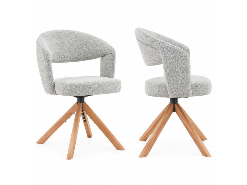  Lot de 2 chaises de salle à manger pivotantes,47x47,5x81,5 cm,tissu,gris clair  - Conforama A